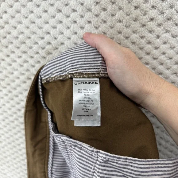 UNTUCKit St Clair Chinos Khaki Brown Mens W35 L32 Cotton Blend Pants - Picture 8 of 9